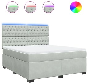 vidaXL Κρεβάτι Boxspring με Στρώμα Ανοιχτό Γκρι 180x200 εκ. Βελούδινο