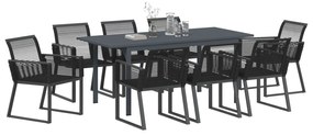 vidaXL Σετ Τραπεζαρίας Κήπου 6 Τεμαχίων Μαύρο Χάλυβα και Πολυ Ρατάν