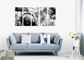 Εικόνα 5 μερών ιμπρεσιονιστικός κόσμος λουλουδιών σε ασπρόμαυρο - 200x100