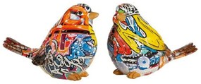 Διακοσμητικό Πουλί Street Art 37535 8x13,5x10cm Multi Glass