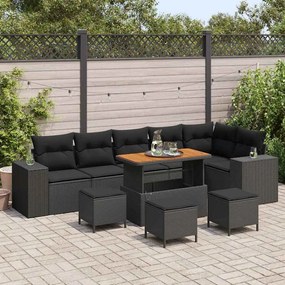 vidaXL Σετ Καναπέ Κήπου 10 pcs Μαύρο συνθετικό ρατάν
