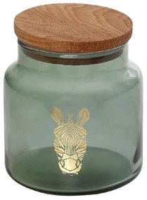 Βάζο Αποθήκευσης Με Καπάκι Jungle Zebra RAB615 635ml Φ10x11cm Green Espiel Wood, Glass