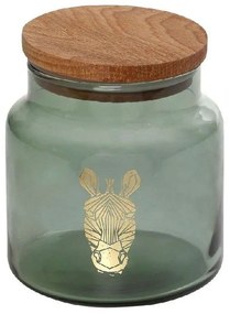 Βάζο Αποθήκευσης Με Καπάκι Jungle Zebra RAB615 635ml Φ10x11cm Green Espiel Ξύλο,Γυαλί