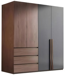 Intrahome Ντουλάπα Sonlen Intrahome σε καρυδί-ανθρακί απόχρωση 160x52x195εκ | SKU: INTRAPA-183111211