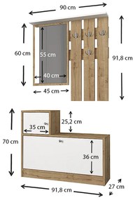 Έπιπλο εισόδου Galina Megapap χρώμα sapphire oak - λευκό 91,8x27x70εκ.