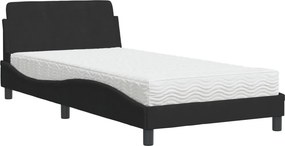 vidaXL Κρεβάτι με Στρώμα Dover Μαύρο 100x200 εκ. Βελούδινο