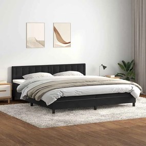 vidaXL Κρεβάτι Boxspring με Στρώμα Μαύρο 180x210 εκ. Βελούδινο