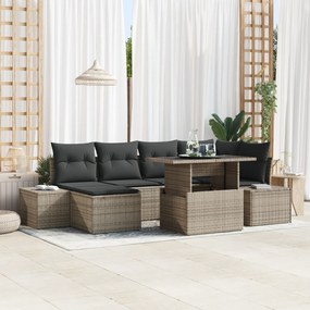 vidaXL Σετ Κήπου 7 Τεμαχίων με Μαξιλάρια Γκρι Συνθετικό Ρατάν