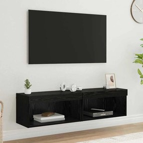 vidaXL Σετ επίπλου τηλεόρασης 2 pcs Μαύρη Οξυά Επεξεργασμένο Ξύλο