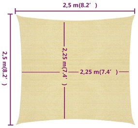 Πανί Σκίασης Μπεζ 2,5 x 2,5 μ. από HDPE 160 γρ./μ² - Μπεζ