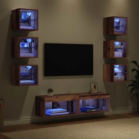 vidaXL Ντουλάπι TV 8 τμχ. Παλιό Ξύλο Γυαλί