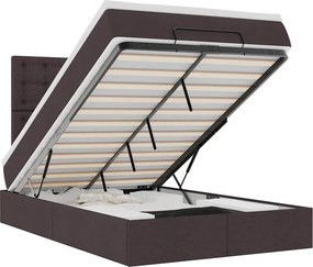 vidaXL Ottoman Κρεβάτι με Στρώμα Σκούρο Καφέ 120x200cm Ύφασμα