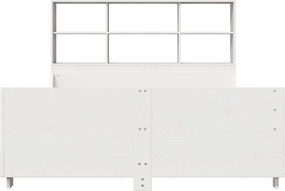 vidaXL Κρεβάτι Βιβλιοθήκη Χωρίς Στρώμα Λευκό 140x190 εκ Μασίφ Πεύκο