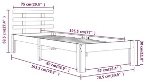 Πλαίσιο Κρεβατιού Μελί 75x190 εκ. Ξύλο Πεύκου Small Single - Καφέ