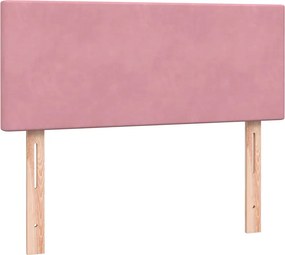 vidaXL Κρεβάτι Boxspring με Στρώμα &amp; LED ροζ 120x220 cm Βελούδινο