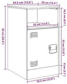 Κομοδίνα 2 τεμ. Μαύρα 34,5x39x62 εκ. από Χάλυβα - Μαύρο