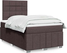 vidaXL Κρεβάτι Boxspring με Στρώμα Σκούρο Καφέ 120x190 εκ Υφασμάτινο