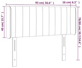 Κεφαλάρι με Πτερύγια Μαύρο 93x16x78/88 εκ. Βελούδινο 3119044