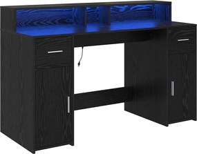 vidaXL Γραφείο με ράφι Μαύρη δρυς 140 x 55 x 91 εκ. Επεξεργασμένο ξύλο