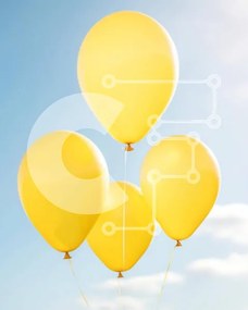 Intra Συλλεκτικό Ξύλινο Παζλ Plywood 4mm - Ομάδα κίτρινων μπαλονιών που επιπλέουν στον ουρανό Σε Ξύλινο Κουτί - Διαστάσεις: 10x10 cm – 25 κομμάτια