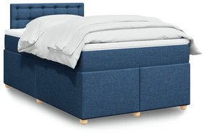 vidaXL Κρεβάτι Boxspring με Στρώμα Μπλε 120x200 εκ. Υφασμάτινο