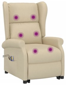 vidaXL Πολυθρόνα Μασάζ με Ανύψωση Κρεμ Υφασμάτινη