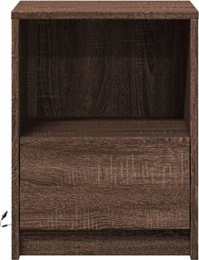 vidaXL Κομοδίνο με Φώτα LED Καφέ Δρυς Επεξεργασμένο Ξύλο