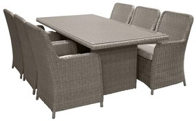Σετ Τραπέζι και καρέκλες Dallas 2201, Επεξεργασμένο γυαλί, 114 kg, Πλαστικό ψάθινο, Μαξιλάρι καθίσματος: Ναι | Epipla1.gr