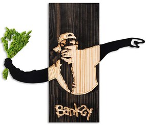 Διακοσμητικό Τοίχου Flower Thrower Με Βρύο 899SKL2717 69x3x58cm Multi-Green Wallity Μέταλλο,Ξύλο