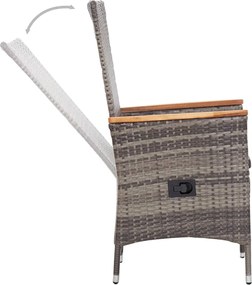 vidaXL Σετ Τραπεζαρίας Κήπου 3 Τεμαχίων Γκρι με Μαξιλάρια