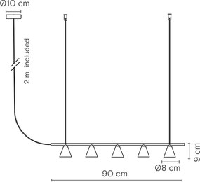 Κρεμαστό Πολύφωτο Rimini Linear 90cm 8,5W 3000K 45° Μαύρο Ματ