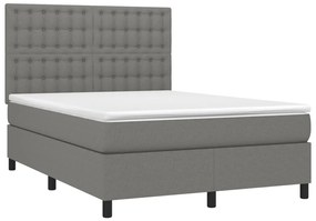 vidaXL Κρεβάτι Boxspring με Στρώμα Σκούρο Γκρι 140x200 εκ Υφασμάτινο