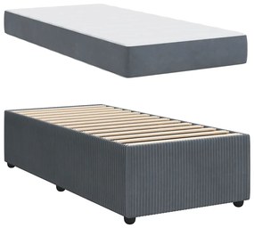vidaXL Σκελετός Κρεβατιού με στρώμα Σκούρο Γκρι 90 x 190 cm ύφασμα