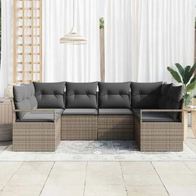 vidaXL Σετ Καναπέ Κήπου 6 pcs Γκρι Πολυ ράταν