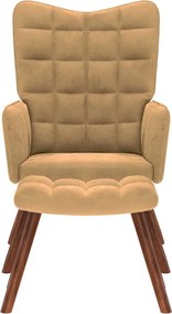 vidaXL Πολυθρόνα Relax Καφέ Βελούδινη με Σκαμπό