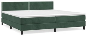 vidaXL Κρεβάτι Boxspring με Στρώμα Σκούρο Πράσινο 200x200εκ. Βελούδινο