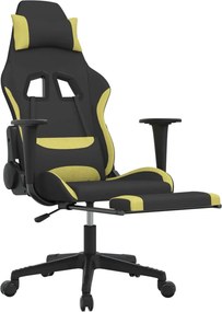 vidaXL Καρέκλα Gaming Μαύρη/Αν. Πράσινο Ύφασμα με Υποπόδιο