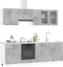 vidaXL Μονάδα κουζίνας Lyon 8 pcs Επεξεργασμένο ξύλο