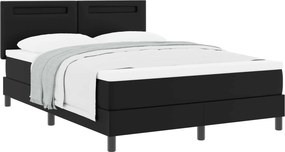 vidaXL Κρεβάτι με ελατήρια Μαύρο 140 x 200 cm Τεχνητό δέρμα