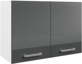 Κρεμαστό ντουλάπι Jeden 80-Γκρι Γυαλιστερό - Λευκό