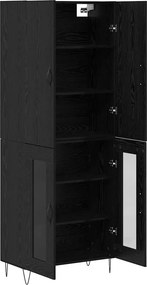 vidaXL Highboard 2 pcs Μαύρη Οξυά Μηχανική ξυλεία και γυαλί