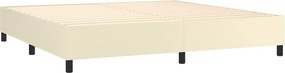 vidaXL Κρεβάτι Boxspring με Στρώμα Κρεμ 200x200 εκ. Συνθετικό Δέρμα