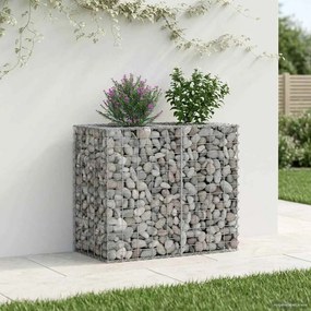 vidaXL Ανασηκωμένο κρεβάτι gabion Ασημί