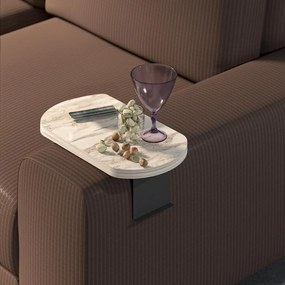 Βοηθητικό τραπεζάκι Linea γκρι όψη μαρμάρου - μαύρα μεταλλικά πόδια 20x35x10 εκ. 20x35x10 εκ.