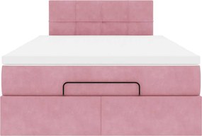 vidaXL Οθωμανικό κρεβάτι με στρώμα ροζ 120x200cm Velvet