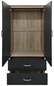 Ντουλάπα δίφυλλη με 2 συρτάρια Lego pakoworld σε sonoma-ανθρακί απόχρωση 80x42x180εκ