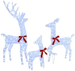 vidaXL Οικογένεια Ελαφιών 3 pcs Ψυχρό λευκό 68 x 26 x 127 εκ ύφασμα