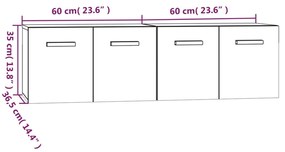 Ντουλάπια Τοίχου 2 τεμ. Καφέ δρυς 60x36,5x35 εκ. Επεξ. Ξύλο - Καφέ