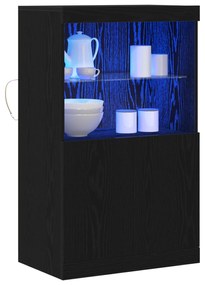 vidaXL Μπουφές με LED Φώτα Μαύρο Δρυς 60x37x100 εκ.
