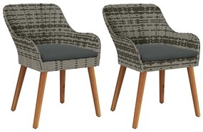 vidaXL Καρέκλα Κήπου 2 pcs Γκρι 55 x 62.5 x 82 εκ. συνθετικό ρατάν